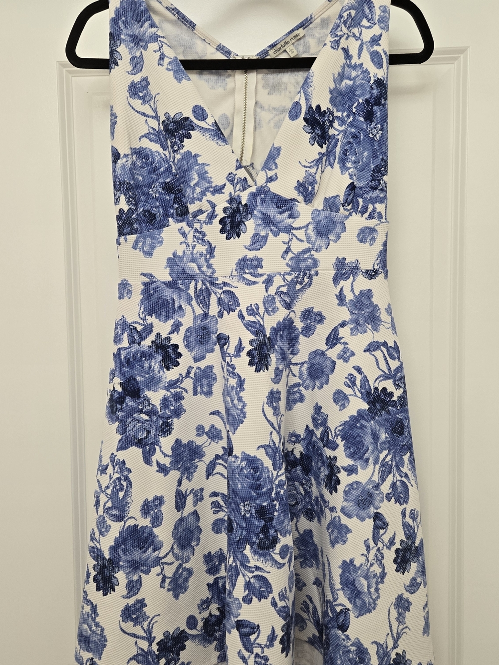 Charlotte Russe White and Blue Floral Mini Dress
